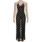 Sexy Women's Sheer Nightdress Backless Spaghetti Strap See Through Stripe Long Dress Sleepwear Lingerie Party Clubwear