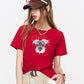 Schnauzer Print Cropped T-Shirt, Letter Graphic Twisted Tee, Casual Short Sleeve Top for Women