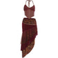 Leopard Patchwork Tassel 2 Piece Set Women Sexy Backless Halter Bandages Tank Top+Irregular Hem Skirt Hottie Clubwear