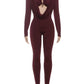 Sexy Fashion Jumpsuits Women Metal Decoration Swing Collar Full Sleeve Skinny Peach Hip Midnight Club Party Overalls