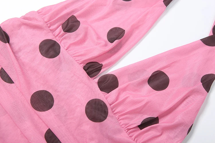 Polka Dot Print Vests Women Backless Halter Bandage Folds Sexy Midnight Hottie Music Festival Party Classic Streetwear