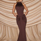 Turtleneck Backless Sexy Maxi Dress Women Gown Elegant Off-shoulder Sleeveless Ruched Bodycon Club Party Long Dress