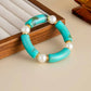 4 Styles Trendy Acrylic Resilient Elastic Bangle Women Retro Lake Blue Stacking Hand Accessories Daily New Jewelry Gift