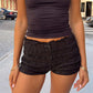 Women Summer Y2K Lace Tiered Shorts Low Waist Bow Front Ruffle Hot Pants Casual Smocked Bodycon Mini Shorts