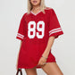 Oversized Jersey Shirts for Women Number Graphic Baggy Tees 90s V Neck Half Sleeve T-Shirts Streetwear Clothes