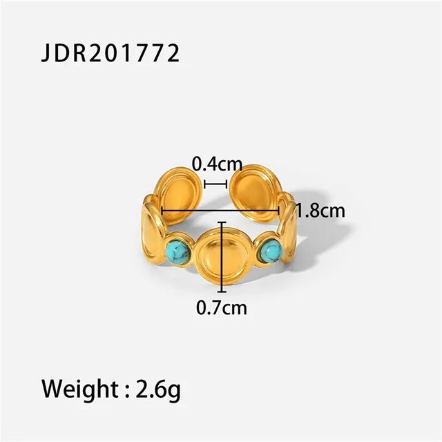 New Design Natural Stone Stainless Steel Ring Women Waterproof Stylish Golden Jewelry 2022 NEW Set