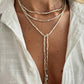 Adjustable Long Chain Necklace for Women, Sexy Stackable CCB Beads, OT Buckle, Love Heart Pendant, Choker Sweater Jewelry
