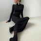 Elegant Turtleneck Dress Women Classic Ruched Fall Trend Full Sleeve Stretch Party Prom Skinny Stretch Slim Vestidos