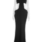 Elegant Hollow Dress Women Solid Patchwork Sleeveless Backless Ruched Stretch Gown Midnight Prom Party Long Bodycon