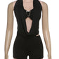 Sexy 2Piece Set Irregular Metal Rings Tube Tops+Bandage Halter Backless Swing Collar Playsuit Midnight Matching Suit