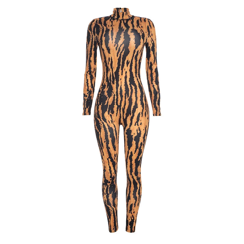Stripe Patchwork Jumpsuits Woman Autumn Trend o-Neck Full Sleeve Backless Skinny Wrap Hip Sexy Fashion Style Overalls
