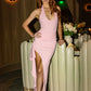 Halter Neck Sexy Maxi Dress Women Elegant Deep V Neck Sleeveless Backless Thigh High Split Club Party Long Dresses
