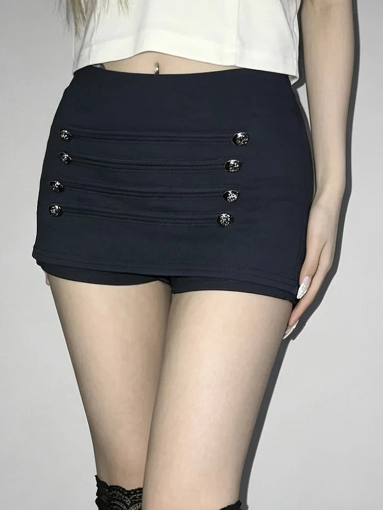 Hottie Trend Skirt Wome Sexy Button Patchwork Fashion Wild Midnight High Street Style Clubwear Simple Daily Outfits