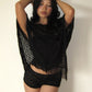 Y2K Lace Sheer Poncho Women Tassel Trim Cape Top Hollow Out Mesh Cropped Shawl Bohemian Beach Cover Up Retro Streetwear