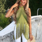 Sexy Fringe Halter Top/Wrap Skirt 2-in-1 Convertible Cover-Up Women Two Ways To Wear For Summer Beach Party Clubwear