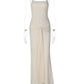 Halter Backless Sexy Maxi Dress Women Elegant Square Collar Sleeveless Ruched Waist Draped Bodycon Club Party Dress