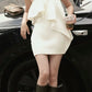 Ruched Elegant Dress Woman Ruffles Edge Design Wrap Chest Backless Skinny Peach Hip Summer Fashion Style Mini Bodycon