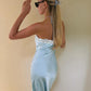 Elegant Backless Satin Dress Women Fashion Classic Halter Bandages Lace Patchwork Sleeveless Sexy Party Club Bodycon