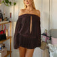 Women's Off Shoulder Chiffon Romper Long Sleeve Keyhole Lace Trim Ruffle Hem Jumpsuit Casual Summer Playsuit Streetwear