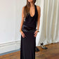 Silky Stain Patchwork Gown Dress Woman Summer Trend Low-Neck Backless Sleeveless Evening Party Elegant Long Bodycon