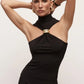 Turtleneck Basic Knit Tank Tops Women Vest Pullovers Metal Ring Camisole Sleeveless Skinny Knitted Tops Y2K Cropped Top