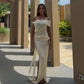 See Through Off Shoulder Slit Maxi Dress Beach Outfits Women Elegant Sexy Summer Dresses 2026