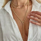 Adjustable Long Chain Necklace for Women, Sexy Stackable CCB Beads, OT Buckle, Love Heart Pendant, Choker Sweater Jewelry