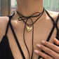 Elegant Goth Love Heart Pendant Necklace for Women Collares Wed Bridal Knotted Bowknot Adjustable Chain Y2K Jewelry New