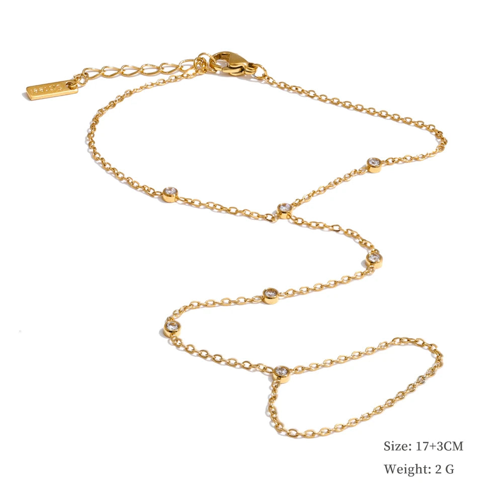 Trendy Stainless Steel Zircon Beads Back of Hand Chain Finger Bracelet Fashion Chic Sexy Jewelry Waterproof Wholesale Gift