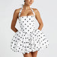Halter Print Polka Dot Mini Dress Women Fashion Off-shoulder Sleeveless Backless High Waist A-line Club Party Dress
