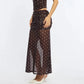Women Polka Dot Mesh Maxi Skirt High Waist Side Ruched Double Layer See Through Mermaid Bodycon Long Skirt Night Club