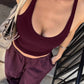 Solid Color Ribbed Knitted Tanks & Camis Low Cut Backless Halter Tops for Woman Basic Summer Crop Top