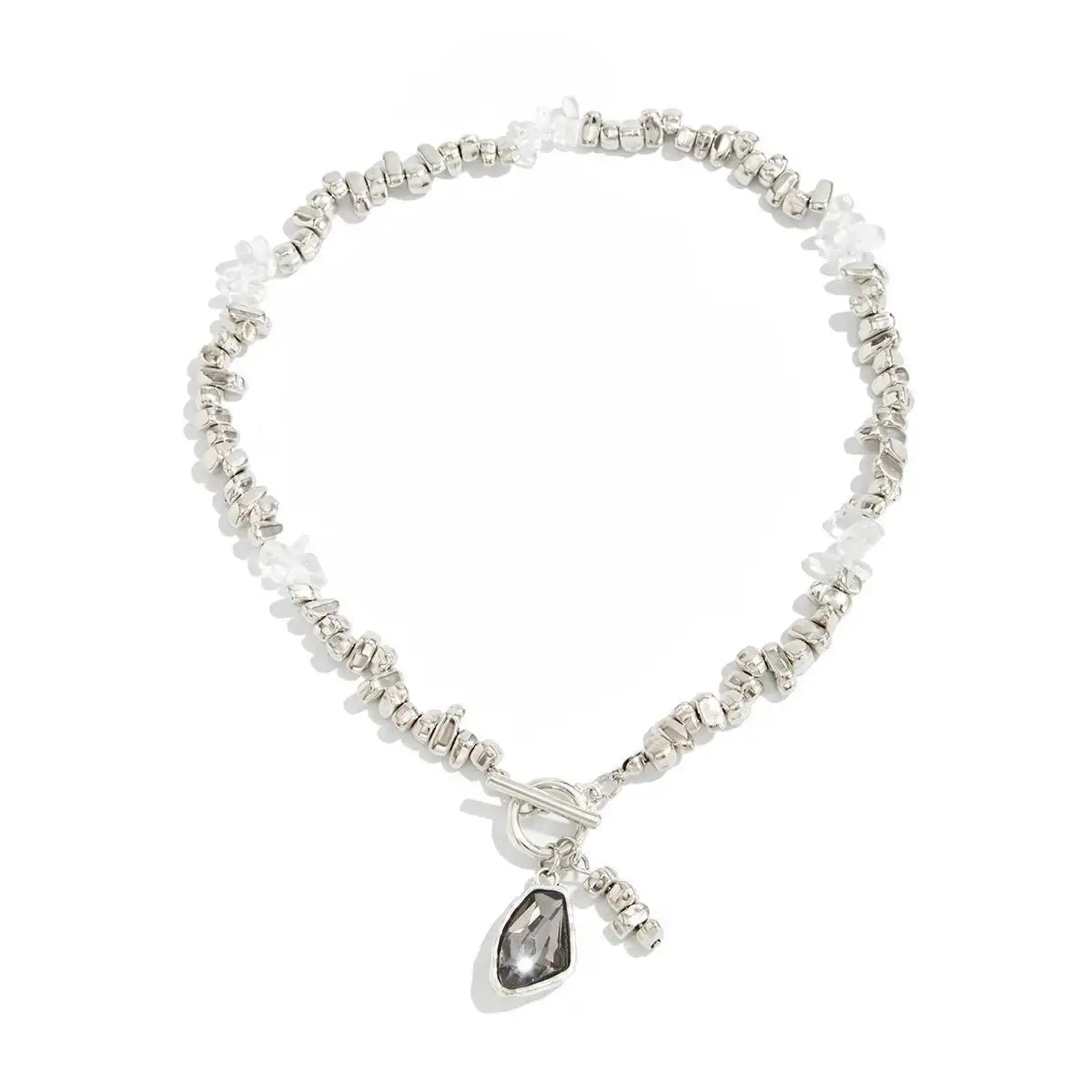 Retro Black Acrylic Rhinestone Pendant Choker Necklace for Women Trendy Creative OT Buckle Neck Jewelry Accessory