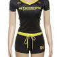 Casual 2 Piece Set Women Tracksuit Letter Print Y2K Hipster Short Sleeve Crop Tops+Wide Waist Shorts Activity Outfits