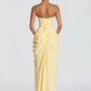 Chiffon Off-shoulder Strapless Sexy Maxi Dress Women Elegant Sleeveless Backless High Split Ruched Club Party Dress