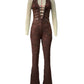 Hollow Bandage Jumpsuits Women Halter Sexy Jacquard Backless Sleeveless Skinny Street Workout Club Hipster Overalls