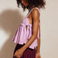 Boho Smocked Ruffle Crop Cami Solid Color Adjustable Tie Back Spaghetti Strap Loose Summer Beach Vacation Tank Top