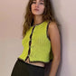 Contrast Color Knit Sweater Vest Women O Neck Single-btrasted Sleeveless Crop Tops Ladies Fashion Knitted Tops Vest