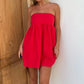 Vintage Y2K Inspired Women Strapless Linen Babydoll Dress A Line Flared Hem Tube Top Sundress for Casual Summer Outings