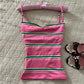 Cute Stripe Camisole Top Summer Women Sweetheart Neck Spaghetti Strap Slim Low Back Crop Top Y2K Aesthetic Streetwear