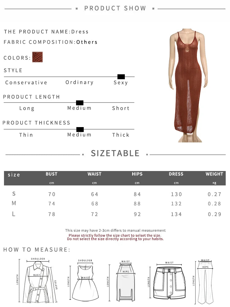 Crochet Hollow Sexy Dress Women Low-Neck Backless Sleeveless See Through High Splits Vacation Fashion Long Bodycon