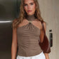 Gold Ring Turtleneck Tank Top White Sexy Sleeveless Tops Trending Women Summer Clothes 2025
