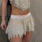 Women Y2K Sparkly Sequin Beaded Mini Skort with Jagged Scalloped Hemline Summer Party Club Festival Outfits