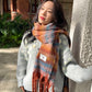 Warm Dopamine Color Block Rainbow Fringe Scarf For Women
