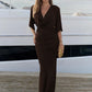Deep V Neck Short Sleeve Sexy Maxi Dress Women Elegant Autumn Winter New Back Split Ruched Club Party Long Dress Female