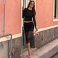 Light Blue Polka Dot Sheer Mesh 2 Piece Set Long Sleeve Top and Midi Skirt Coords Set for Woman Fall Outfits