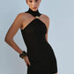 Summer Sleeveless Sexy Mini Dress Women Fashion Metal Ring Turtleneck Off-shoulder Strapless Club Party Dress Y2k