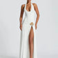 2 Piece Summer Sets Halter Backless Bodysuit Top and Split Long Skirts Elegant Sexy Woman Vacation Outfits