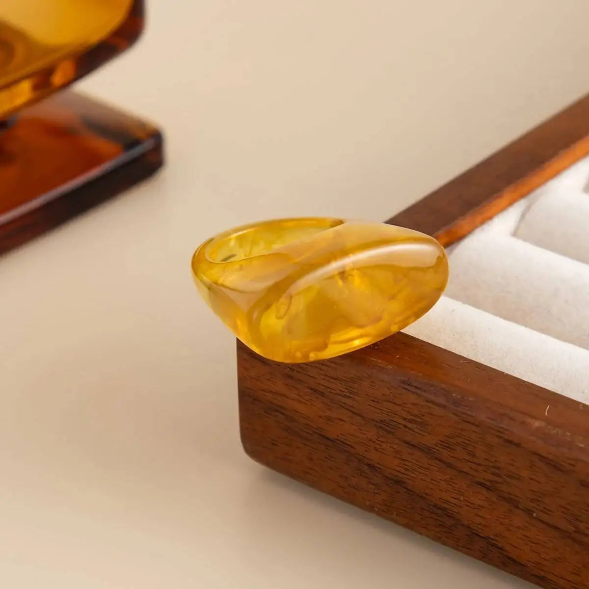 Colorful Gradient Textured Resin Geometric Square Ring, Irregular Creative Charm Accessory, Daily Hand Jewelry