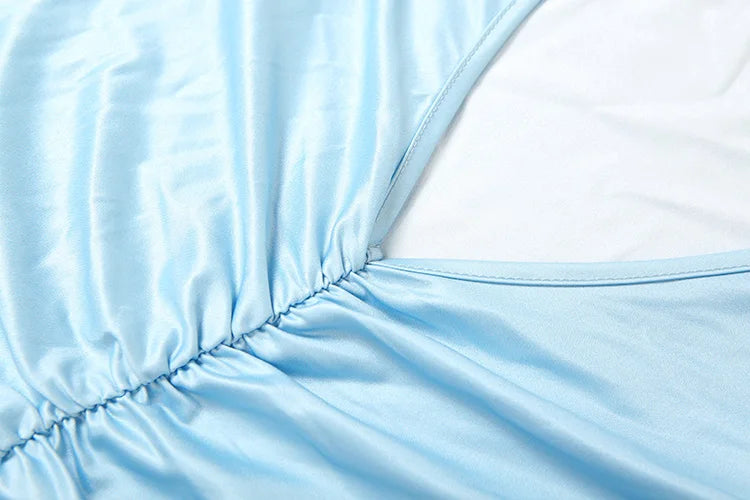 Sexy Gradient Dress Women Y2K Elegant Folds Split Ruffles Full Sleeve Low-Neck Party Banquet Stretch Skinny Vestidos